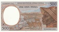 p201Eh from Central African States: 500 Francs from 2002